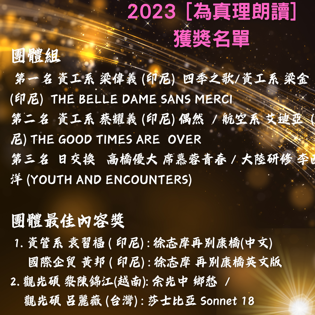 2023 [為真理朗讀] 獲獎名單圖片